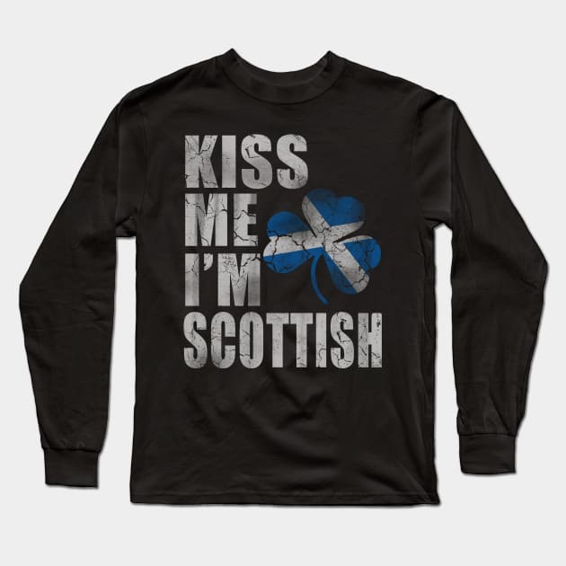 Kiss Me I'm Scottish Irish St Patricks Day Scott Long Sleeve T-Shirt by E